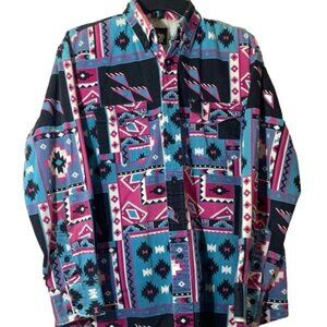VTG Karman Men's Western Rodeo Shirt Cotton Button Down Long Sleeve